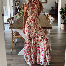 Load image into Gallery viewer, Sexy Women V Neck Vintage Boho Long Dress