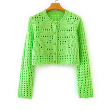 Load image into Gallery viewer, Spring 100% Cotton O Neck Short Slim Solid Hollow out Single - Sophornlilly