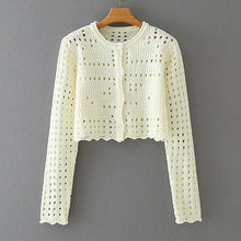 Load image into Gallery viewer, Spring 100% Cotton O Neck Short Slim Solid Hollow out Single - Sophornlilly