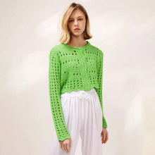 Load image into Gallery viewer, Spring 100% Cotton O Neck Short Slim Solid Hollow out Single - Sophornlilly