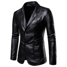 Load image into Gallery viewer, Spring Autumn Fashion New Men's Casual Lapel Leather Dress Suit Jacket