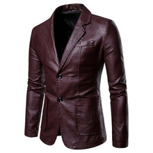 Load image into Gallery viewer, Spring Autumn Fashion New Men's Casual Lapel Leather Dress Suit Jacket