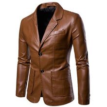 Load image into Gallery viewer, Spring Autumn Fashion New Men's Casual Lapel Leather Dress Suit Jacket