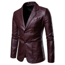 Load image into Gallery viewer, Spring Autumn Fashion New Men's Casual Lapel Leather Dress Suit Jacket