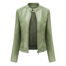 Load image into Gallery viewer, Leather Jacket Mandarin Collar Solid Rivets