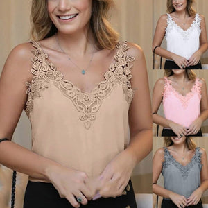 Spring Summer Sexy Lace Camis Women Tops Fashion Solid White Gray