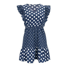 Load image into Gallery viewer, Polka Dot Ruffle Mini Dress For Women High Waist