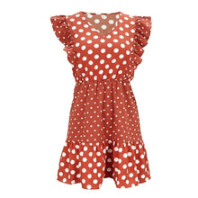 Load image into Gallery viewer, Polka Dot Ruffle Mini Dress For Women High Waist