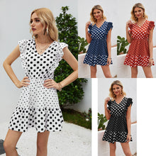Load image into Gallery viewer, Polka Dot Ruffle Mini Dress For Women High Waist