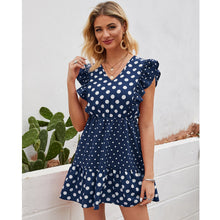 Load image into Gallery viewer, Polka Dot Ruffle Mini Dress For Women High Waist