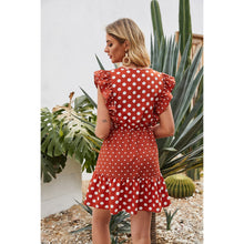 Load image into Gallery viewer, Polka Dot Ruffle Mini Dress For Women High Waist