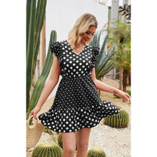 Load image into Gallery viewer, Polka Dot Ruffle Mini Dress For Women High Waist