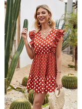 Load image into Gallery viewer, Polka Dot Ruffle Mini Dress For Women High Waist