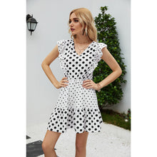 Load image into Gallery viewer, Polka Dot Ruffle Mini Dress For Women High Waist