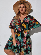 Load image into Gallery viewer, Summer Dress Woman V Neck Short Sleeve Floral Print Casual Short