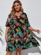 Load image into Gallery viewer, Summer Dress Woman V Neck Short Sleeve Floral Print Casual Short