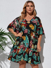 Load image into Gallery viewer, Summer Dress Woman V Neck Short Sleeve Floral Print Casual Short