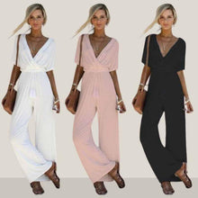 Load image into Gallery viewer, Summer Fashion European American Women's V neck Solid Color Large - Sophornlilly