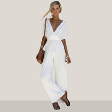 Load image into Gallery viewer, Summer Fashion European American Women's V neck Solid Color Large - Sophornlilly