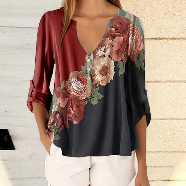 Summer Floral Print Women Blouse 5XL Plus Size Blouses Half