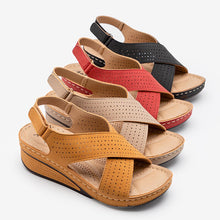Load image into Gallery viewer, Summer Leather Sandals Soft Bottom wedge
