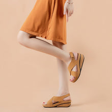 Load image into Gallery viewer, Summer Leather Sandals Soft Bottom wedge