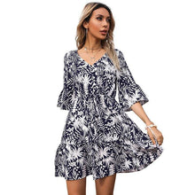 Load image into Gallery viewer, Summer New European and American French Print V neck - Sophornlilly