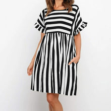Load image into Gallery viewer, Summer New Fashion O Neck Women's Dress Casual Loose Solid Short