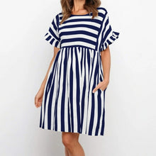 Load image into Gallery viewer, Summer New Fashion O Neck Women's Dress Casual Loose Solid Short