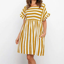 Load image into Gallery viewer, Summer New Fashion O Neck Women's Dress Casual Loose Solid Short