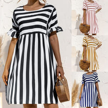 Load image into Gallery viewer, Summer New Fashion O Neck Women&#39;s Dress Casual Loose Solid Short