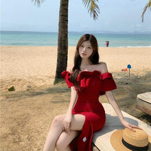 Load image into Gallery viewer, Summer New Women Sexy Off Shoulder Ruched Layered Ruffles Bodycon - Sophornlilly