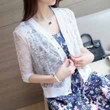 Load image into Gallery viewer, Summer New Women Short Single breasted Lace Knit Cardigan Sun