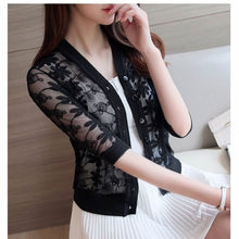 Load image into Gallery viewer, Summer New Women Short Single breasted Lace Knit Cardigan Sun