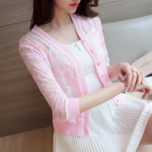 Load image into Gallery viewer, Summer New Women Short Single breasted Lace Knit Cardigan Sun