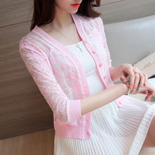 Load image into Gallery viewer, Summer New Women Short Single breasted Lace Knit Cardigan Sun