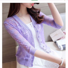 Load image into Gallery viewer, Summer New Women Short Single breasted Lace Knit Cardigan Sun