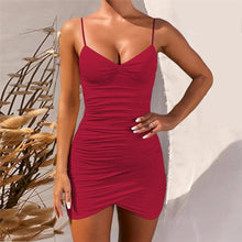 Load image into Gallery viewer, Summer Sexy Low Cut Sling Bag Hip Fold Dress - Sophornlilly