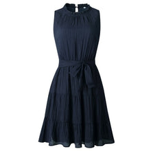 Load image into Gallery viewer, Summer Sweet Pleated Dress A Line Women Sashes Sleeveless