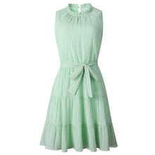 Load image into Gallery viewer, Summer Sweet Pleated Dress A Line Women Sashes Sleeveless