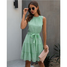 Load image into Gallery viewer, Summer Sweet Pleated Dress A Line Women Sashes Sleeveless