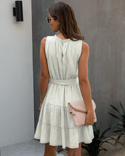 Load image into Gallery viewer, Summer Sweet Pleated Dress A Line Women Sashes Sleeveless