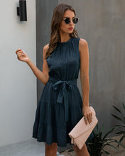 Load image into Gallery viewer, Summer Sweet Pleated Dress A Line Women Sashes Sleeveless