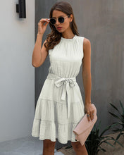 Load image into Gallery viewer, Summer Sweet Pleated Dress A Line Women Sashes Sleeveless