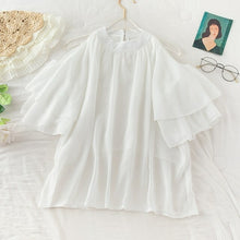 Load image into Gallery viewer, O Neck Flare Sleeve Halter Chiffon Pleated Shirt