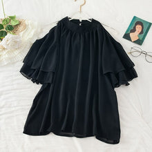 Load image into Gallery viewer, O Neck Flare Sleeve Halter Chiffon Pleated Shirt