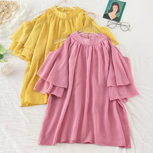 Load image into Gallery viewer, O Neck Flare Sleeve Halter Chiffon Pleated Shirt