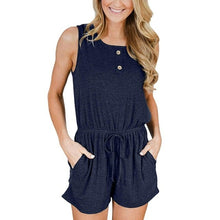 Load image into Gallery viewer, Summer fashion Women Solid Color Slim Button Jumpsuit Temperament - Sophornlilly