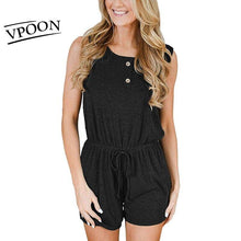 Load image into Gallery viewer, Summer fashion Women Solid Color Slim Button Jumpsuit Temperament - Sophornlilly