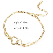 Load image into Gallery viewer, Tiny Crystal Zircon Initial Heart Anklets Women Foot Chain Beach